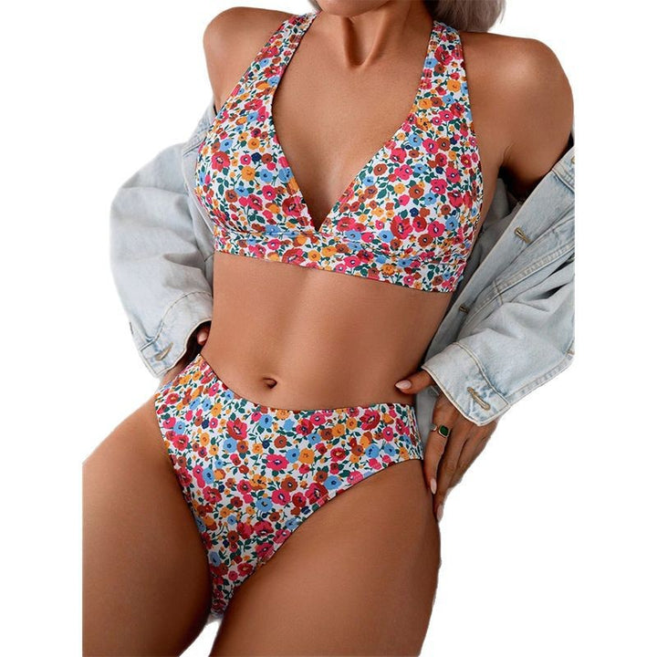Damen Hochtailliertes Bikiniset mit floralem Muster Echo Archiv