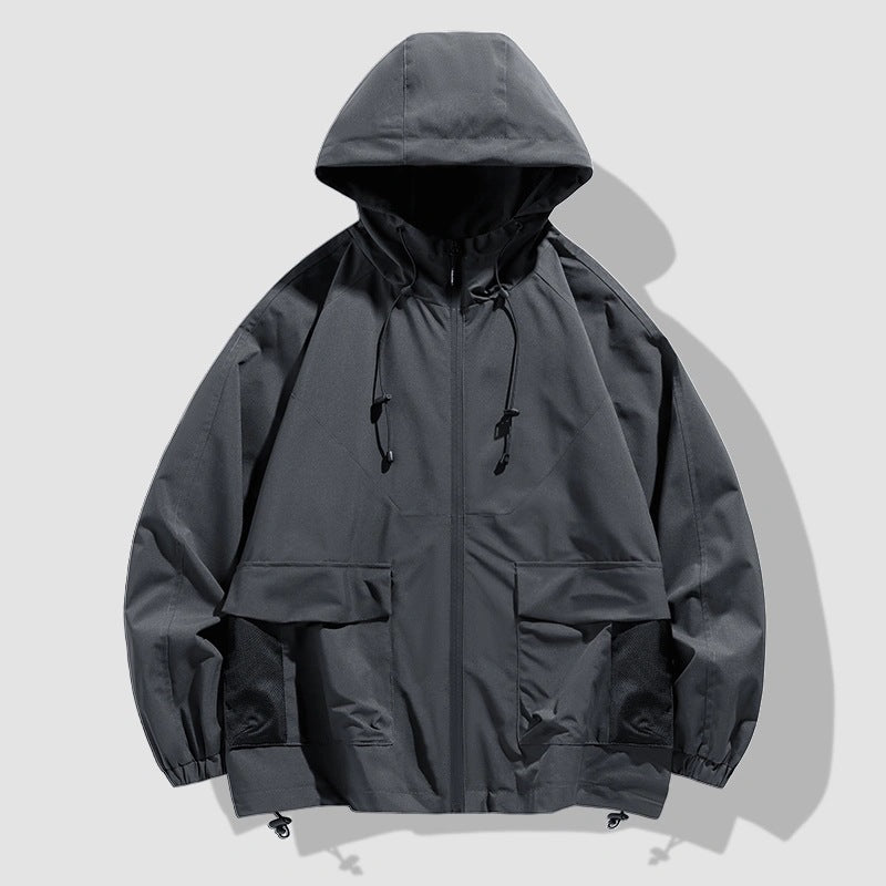 Herren Oversize Utility-Softshelljacke mit Kapuze, aufgesetzten Taschen & verstellbarem Saum Echo Archiv