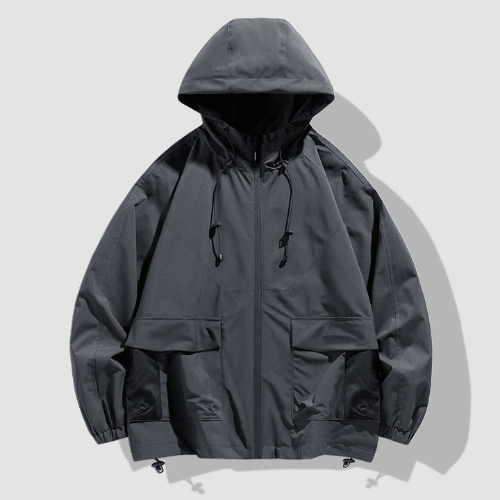 Herren Oversize Utility-Softshelljacke mit Kapuze, aufgesetzten Taschen & verstellbarem Saum Echo Archiv