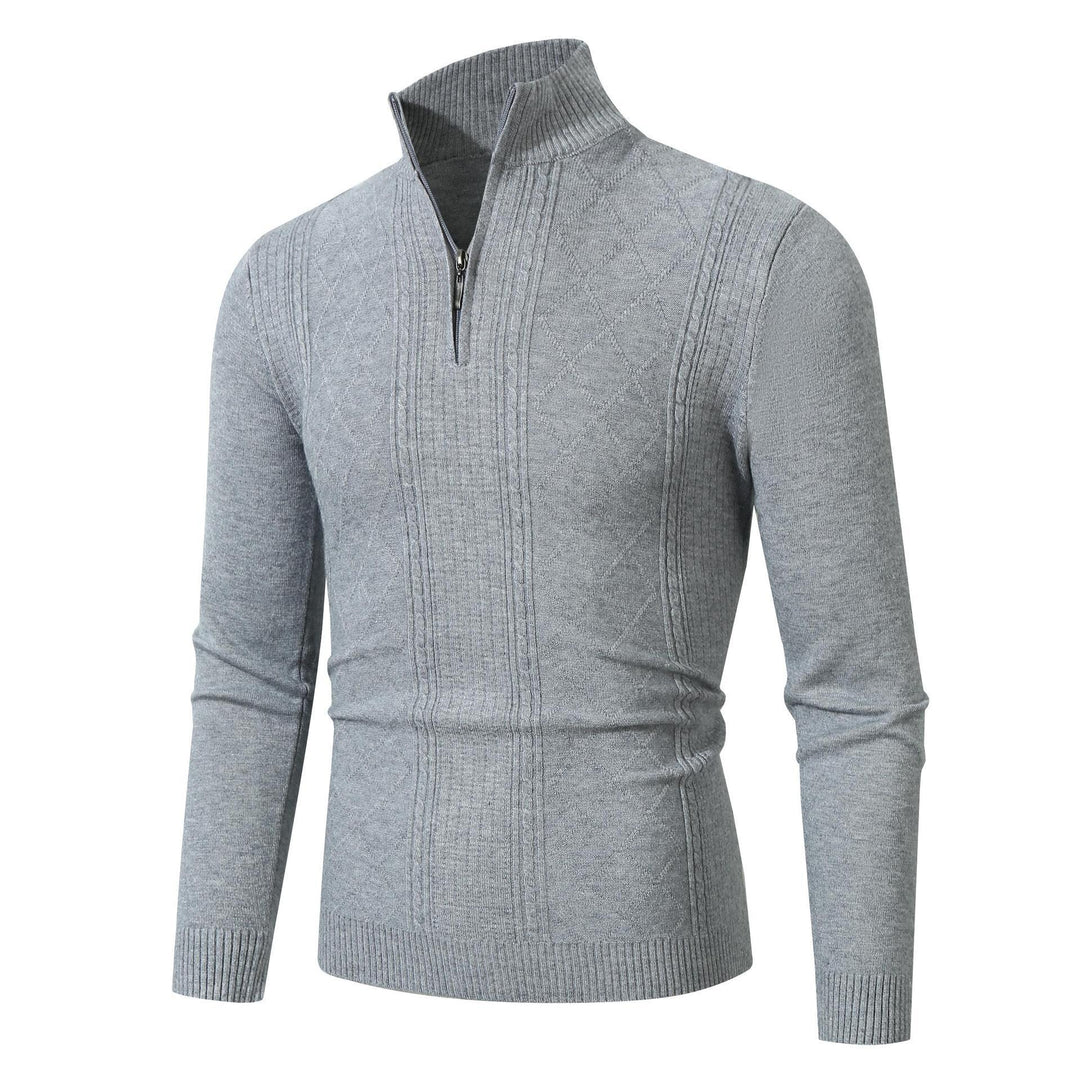 Herren Strickpullover mit hochabschließendem Reißverschluss und modernem Zopfmuster Echoarchiv