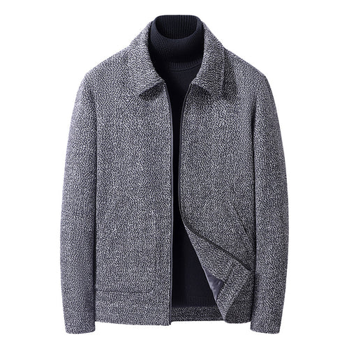 Männermantel aus Tweed mit Hemdkragen, leicht gepolsterter Innenauskleidung und aufgesetzten Taschen – Taviero
