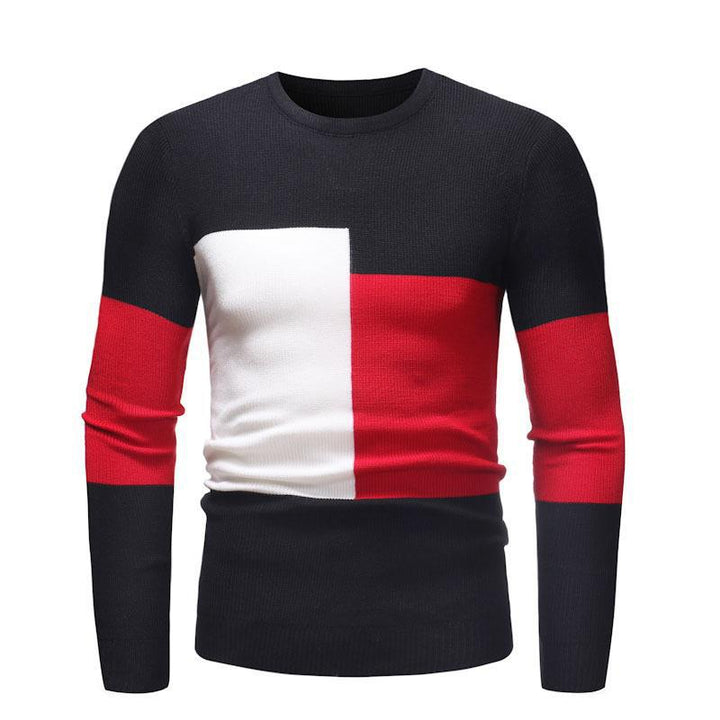 Herren Designer Pullover mit modernem Blockmuster Echoarchiv