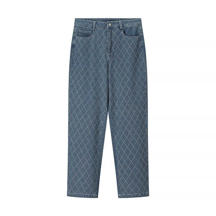 Damen nan gerade Jeans mit Rautensteppung, hoher Taille und geradem Bein Echo Archiv