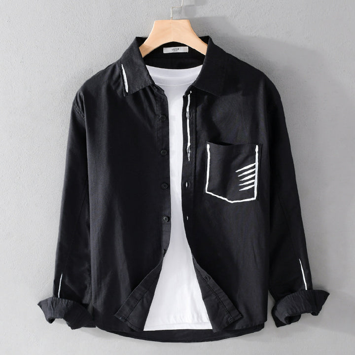 Herren Leichtes Baumwoll-Overshirt mit Kontrastnaht und aufgesetzter Brusttasche Echoarchiv