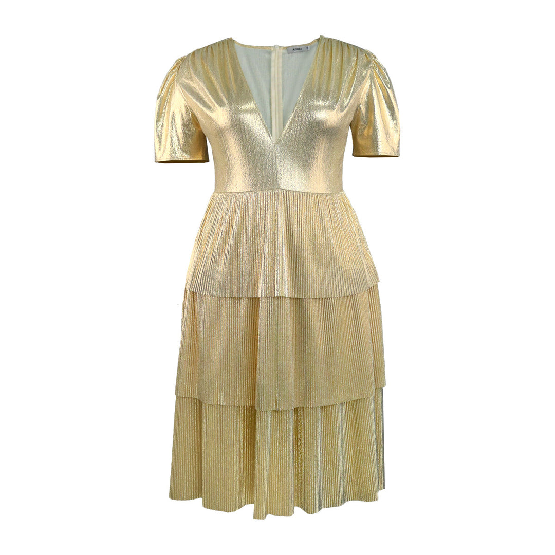 Damen Glänzendes Abendkleid mit voluminösem Rüschendesign Echo Archiv