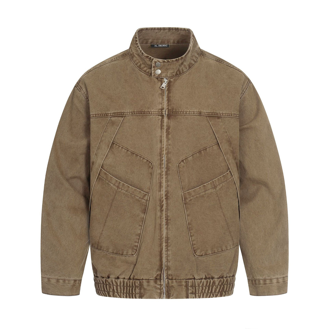 Herren Kurz geschnittener Field‑Bomber im Vintage‑Canvas mit Stehkragen und großen Pattentaschen Echoarchiv