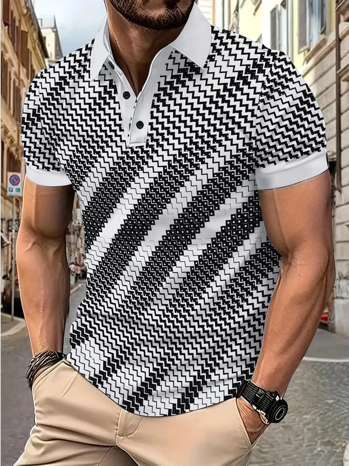 Herren Poloshirt mit modernem geometrischem Design Echoarchiv