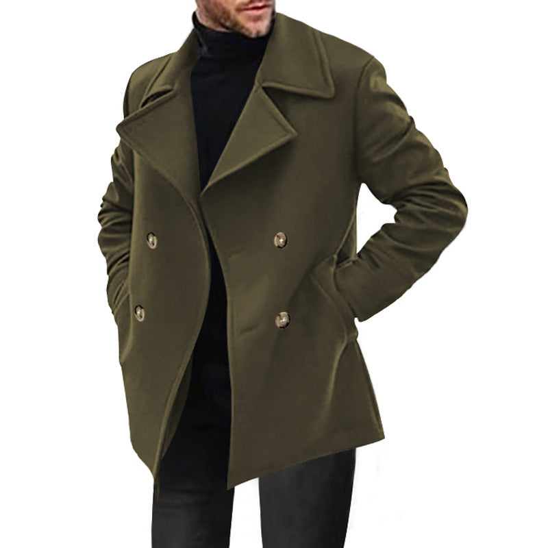 Herren Zweireihiger taillierter Peacoat mit breitem Revers und Eingrifftaschen Echoarchiv