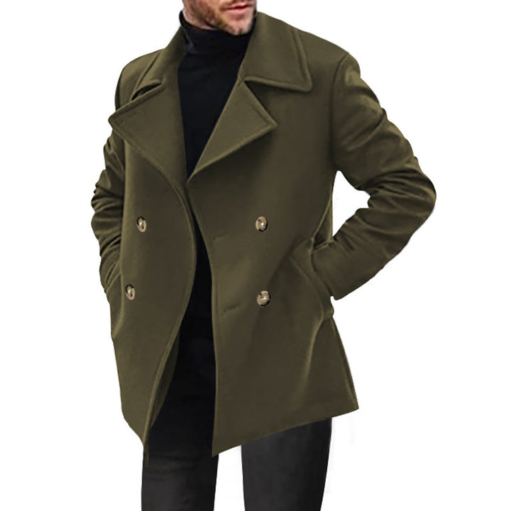 Herren Zweireihiger taillierter Peacoat mit breitem Revers und Eingrifftaschen Echoarchiv