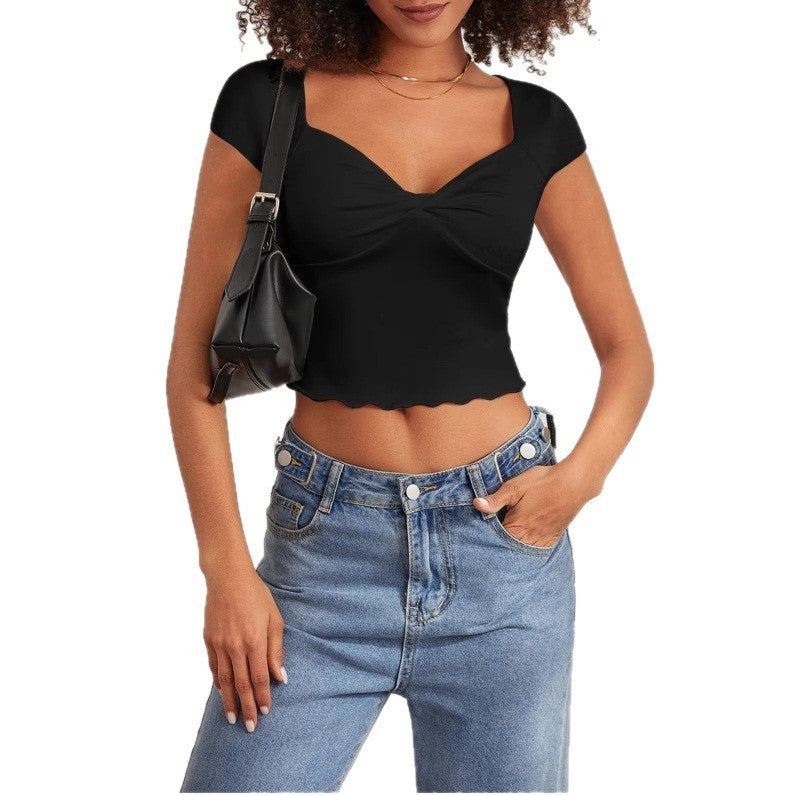 Damen Crop-Top mit herzförmigem Ausschnitt und Raffung Echo Archiv