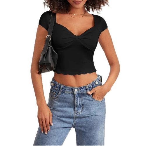 Damen Crop-Top mit herzförmigem Ausschnitt und Raffung Echo Archiv