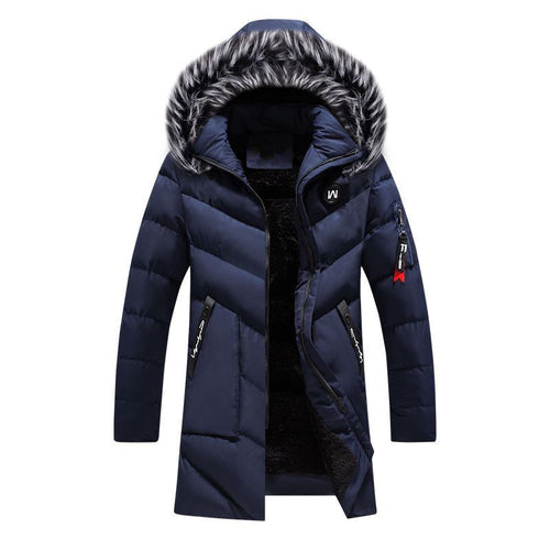 Herren Langer gesteppter Winterparka mit Teddyfutter und Kapuze Echoarchiv