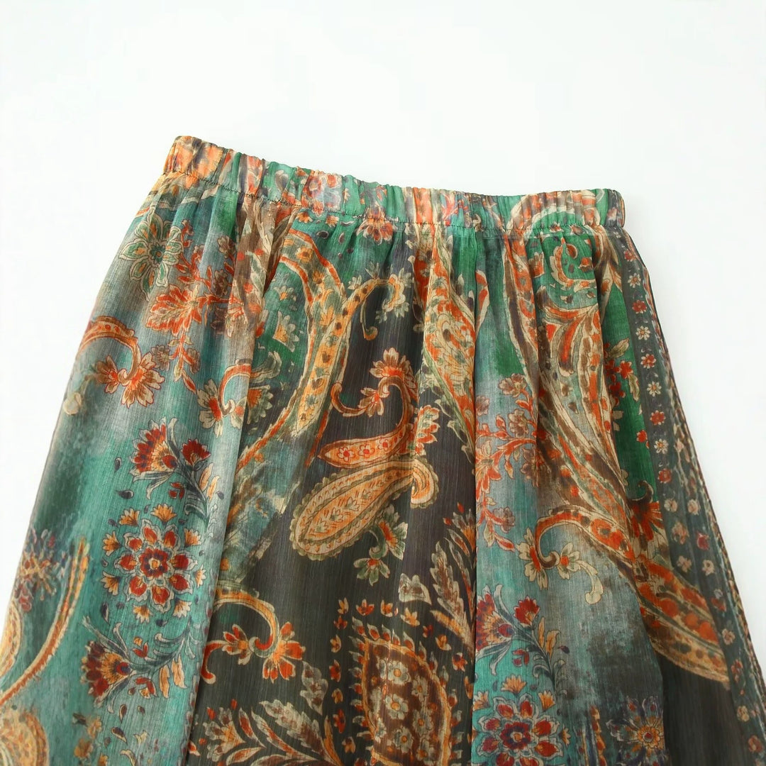 Damen Maxirock im eleganten Paisley-Muster mit elastischem Bund Echo Archiv