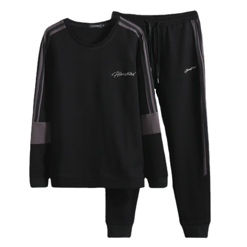 Herren athletisches Freizeit-Jogginganzug Set aus Baumwollmix mit seitlichen Zierstreifen und elastischem Bund Echoarchiv