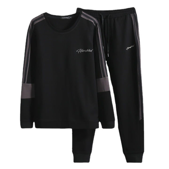 Herren athletisches Freizeit-Jogginganzug Set aus Baumwollmix mit seitlichen Zierstreifen und elastischem Bund Echoarchiv