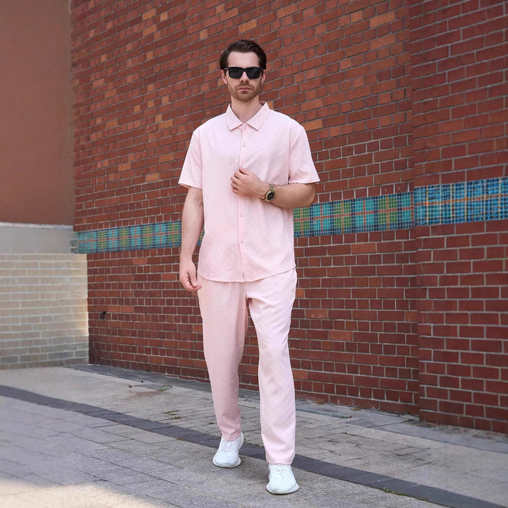 Herren modisches Kurzarmhemd und passende Hose Set Echoarchiv