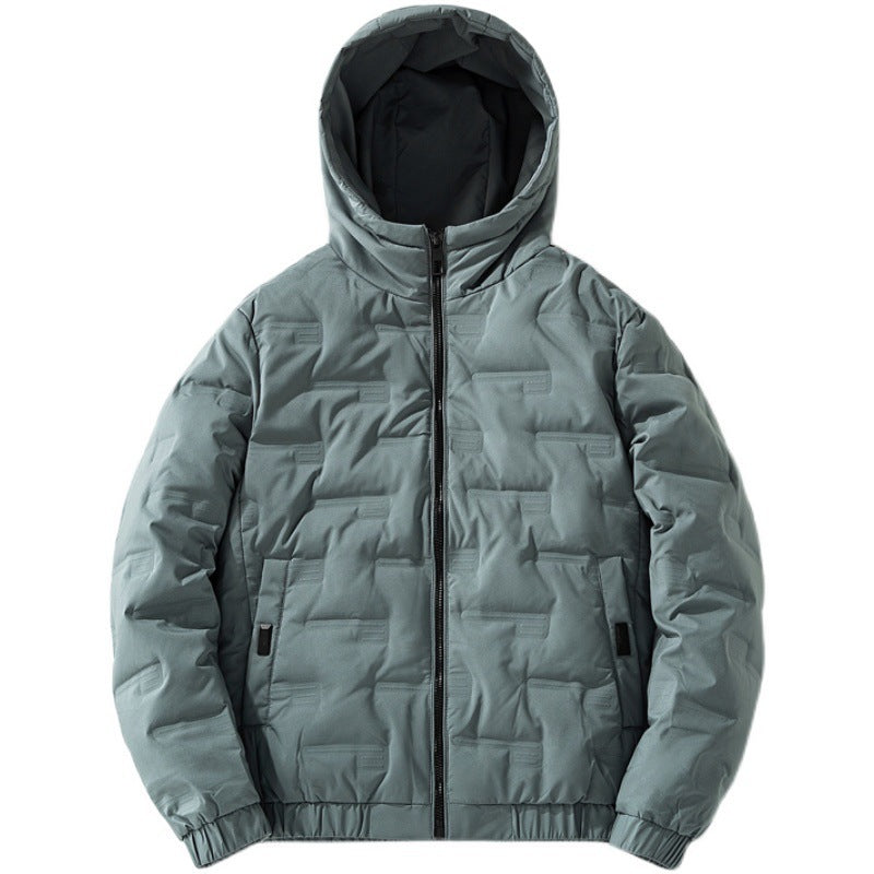 Herren nan isolierende Kapuzen-Steppjacke mit geprägtem Quadratmuster und elastischen Bündchen Echo Archiv