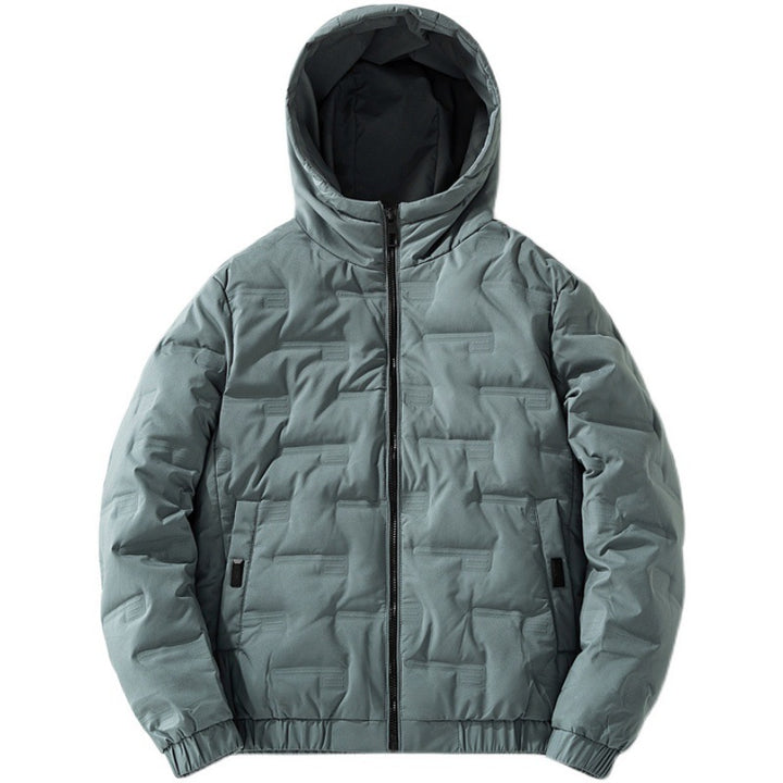 Herren nan isolierende Kapuzen-Steppjacke mit geprägtem Quadratmuster und elastischen Bündchen Echo Archiv