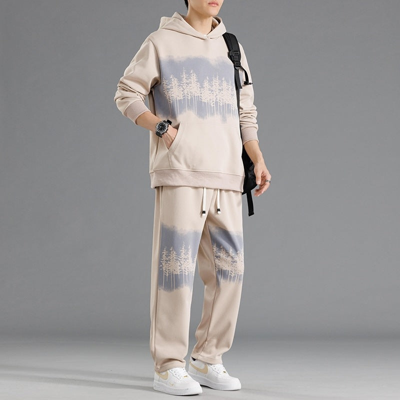Herren Freizeit-Loungewear-Set mit entspannter Passform und kreativen Baum-Print Echoarchiv