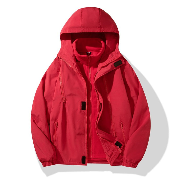 Herren Zweiteiler Regen- und Thermojacke mit abnehmbarer Fleece-Innenjacke und winddichter Membran – Taviero