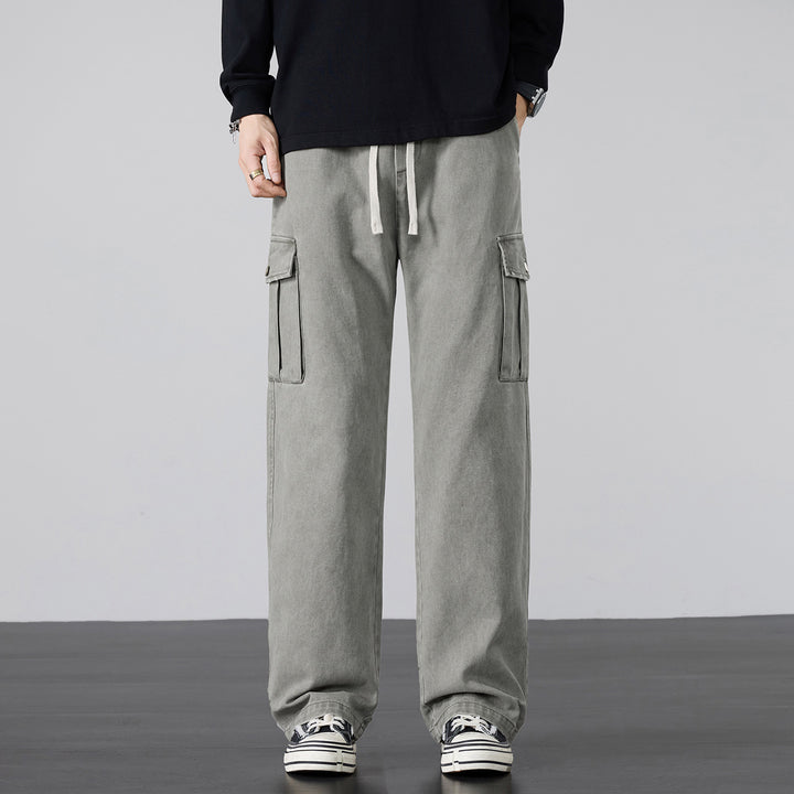 Herren Weite Cargo-Hose mit Tunnelzugbund und Multifachtaschen Echo Archiv