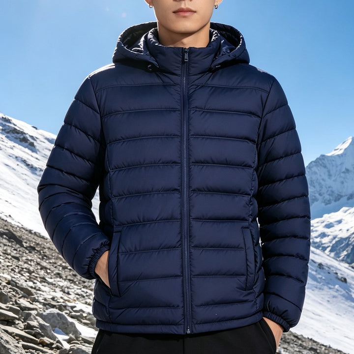 Herren Wattierte leichte Kapuzensteppjacke mit Thermofüllung und durchgehendem Reißverschluss Echo Archiv