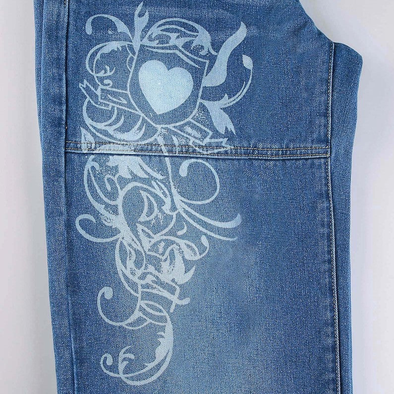 Damen weite Jeans mit einzigartigem grafischen Design Echo Archiv