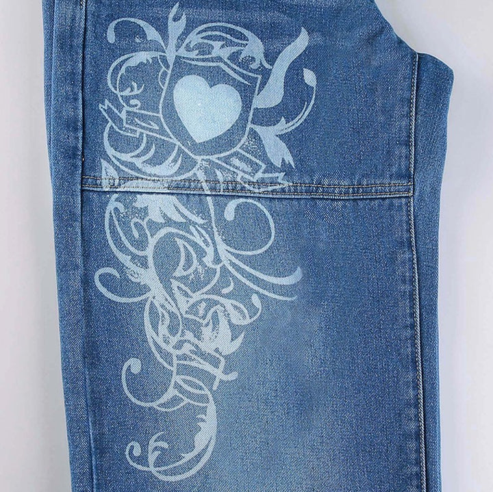 Damen weite Jeans mit einzigartigem grafischen Design Echo Archiv