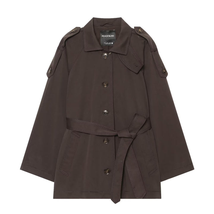 Damen Taillierter Cape‑Trenchcoat mit Bindegürtel und Schulterpatten Echo Archiv