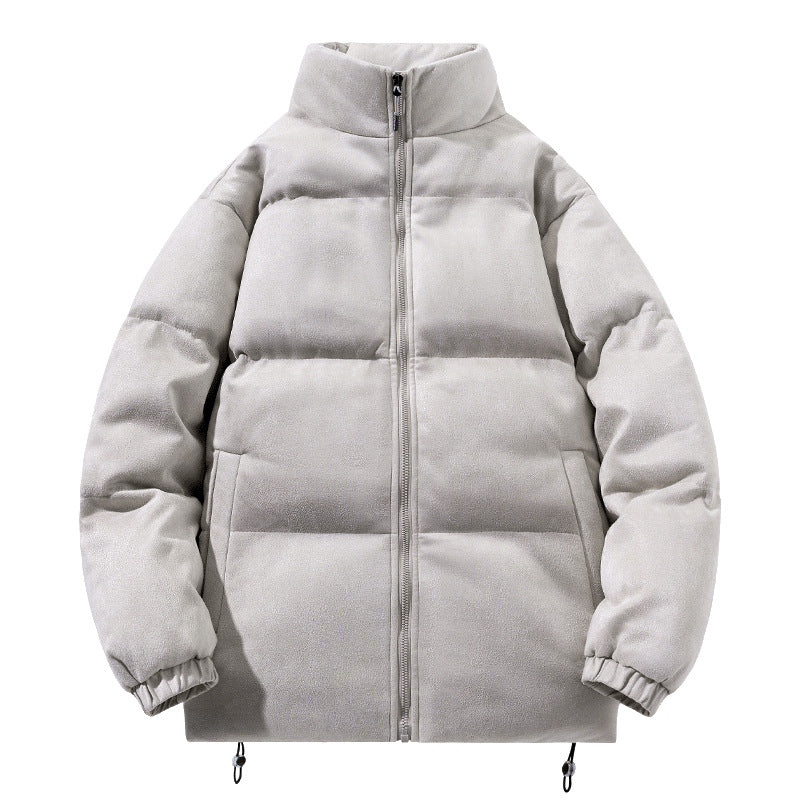 Herren breite Blocksteppjacke mit gepolsterter Thermo-Füllung, hohem Stehkragen und Kordelzugsaum – Taviero