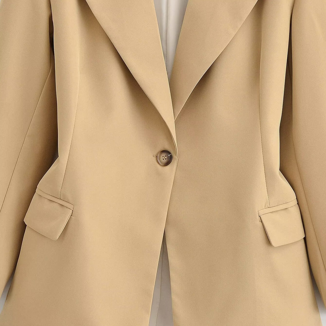 Damen Oversize-Blazer mit weitem Revers, Ein-Knopf-Verschluss und Pattentaschen Echo Archiv