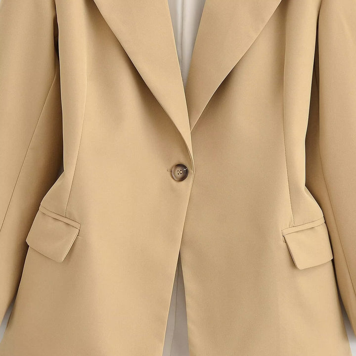Damen Oversize-Blazer mit weitem Revers, Ein-Knopf-Verschluss und Pattentaschen Echo Archiv