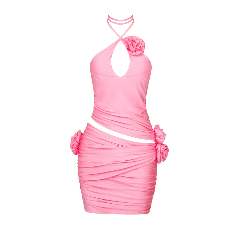 Damen Neckholder-Kleid mit raffiniertem Drapé und Rosendetails Echo Archiv