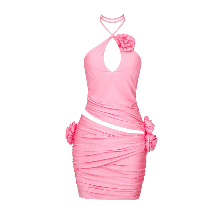 Damen Neckholder-Kleid mit raffiniertem Drapé und Rosendetails Echo Archiv
