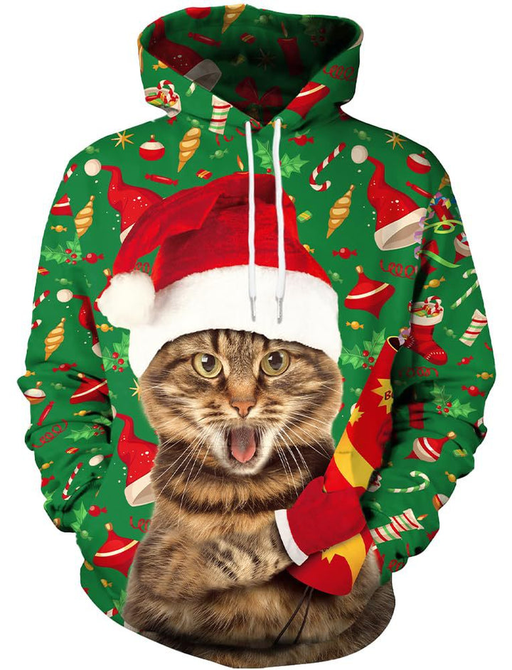 Damen Lustiger Kapuzenpullover mit weihnachtlichem DJ-Motiv Echoarchiv