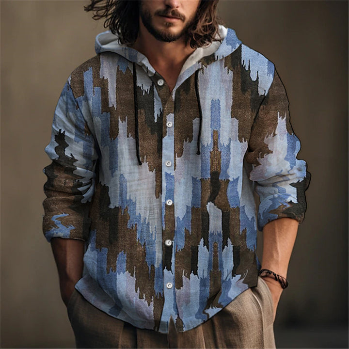 Herren Kapuzenbluse mit detailreicher floraler Stickerei und modernem Schnitt Echoarchiv
