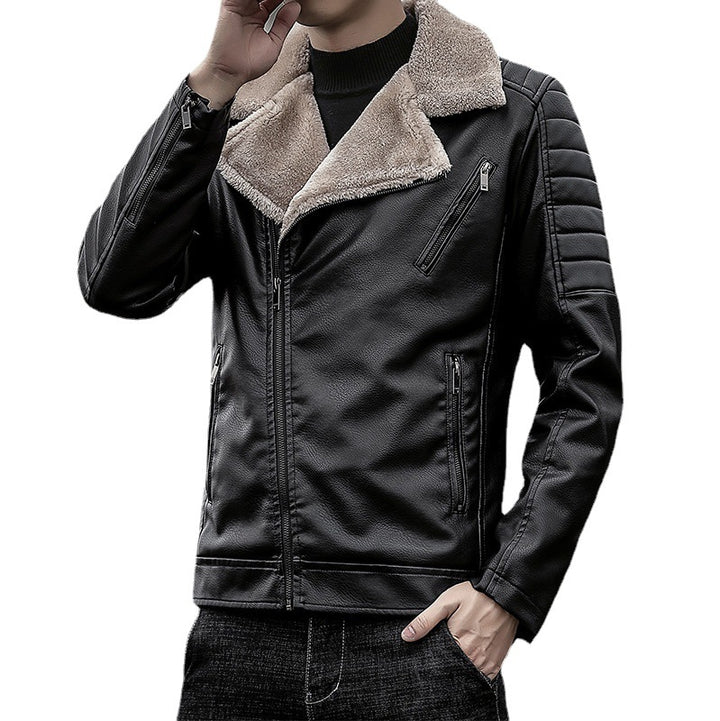 Herren Piloten-Lederjacke mit Teddyfutter, breitem Umlegekragen und gesteppter Ärmeldetail Echo Archiv