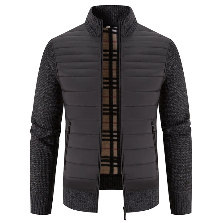 Herren gesteppte Hybridjacke mit Strickärmeln und modernem Stehkragen Echoarchiv