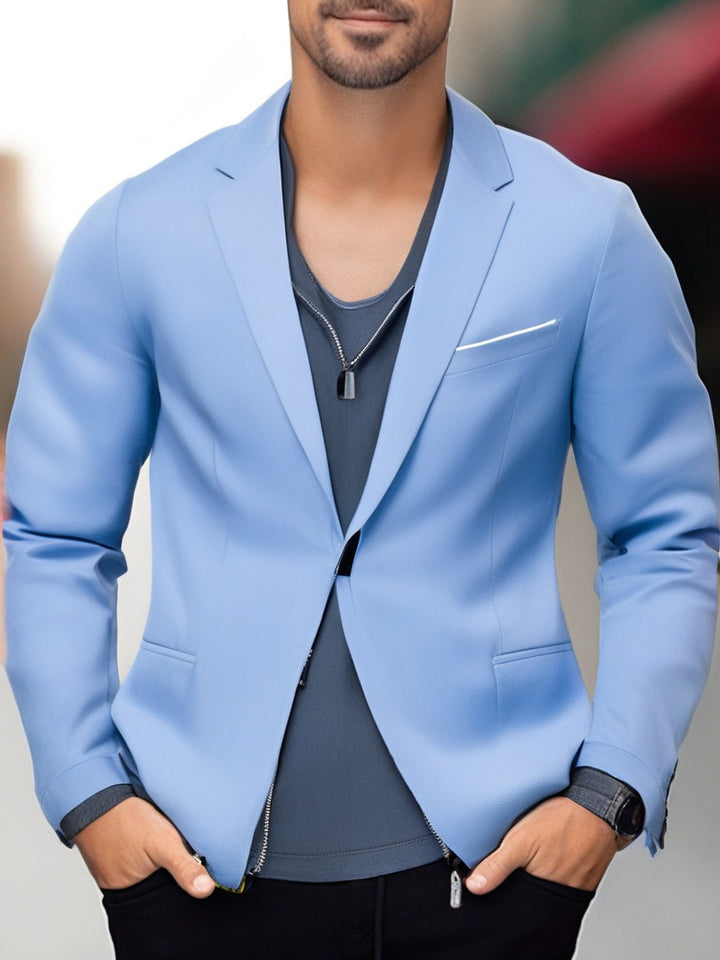 Herren eleganter und stilvoller Blazer mit farblich abgesetztem Revers Echoarchiv