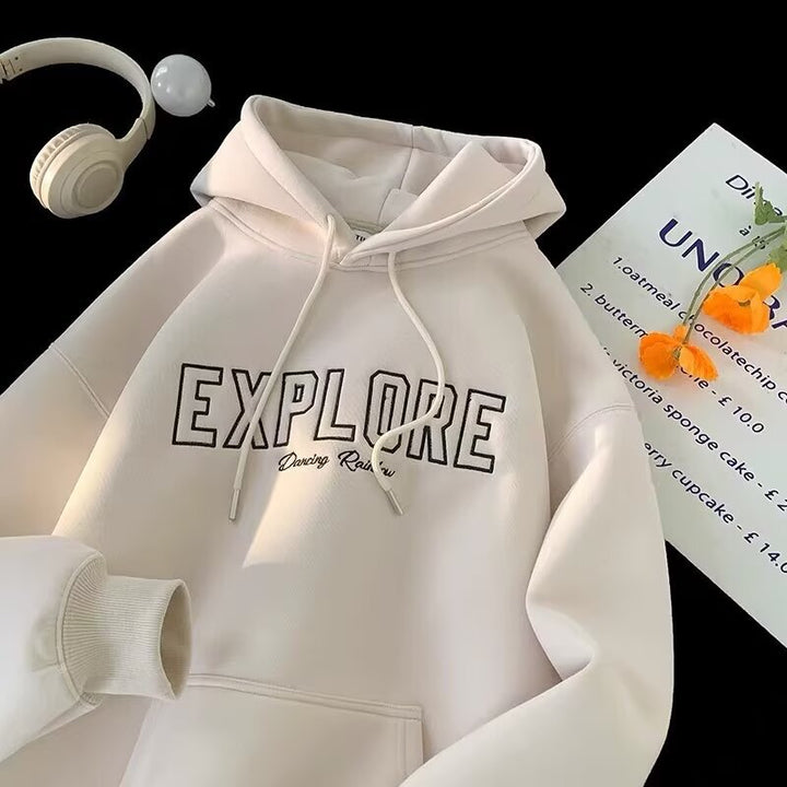 Unisex Oversized Kapuzenpullover mit Schriftzug Echoarchiv