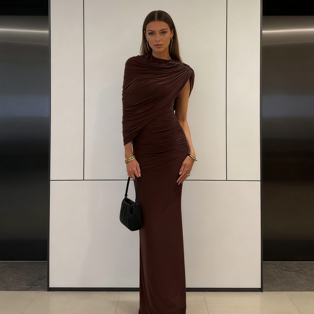 Damen Elegantes Maxikleid mit asymmetrischen Drapierungen und figurschmeichelndem Schnitt Echo Archiv
