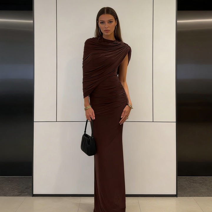 Damen Elegantes Maxikleid mit asymmetrischen Drapierungen und figurschmeichelndem Schnitt Echo Archiv