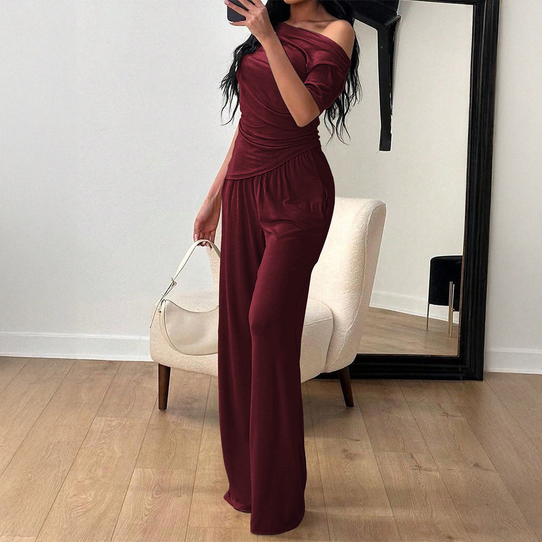 Damen Eleganter Overall mit Wickeldesign und weitem Bein Echo Archiv