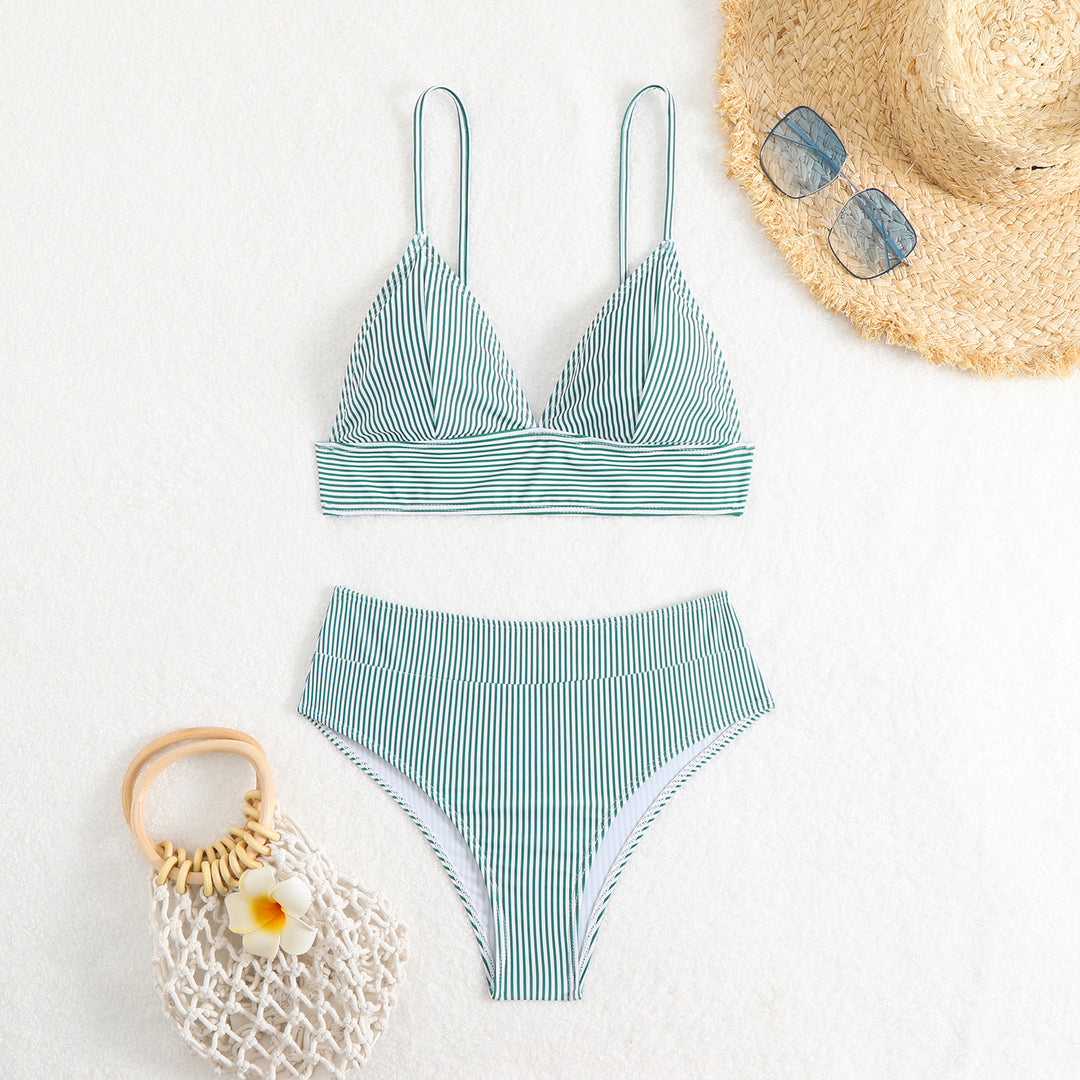 Damen Hochtailliertes Bikini-Set mit feinen Streifen Echo Archiv