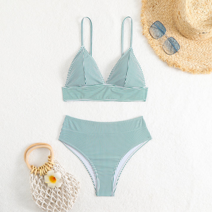 Damen Hochtailliertes Bikini-Set mit feinen Streifen Echo Archiv