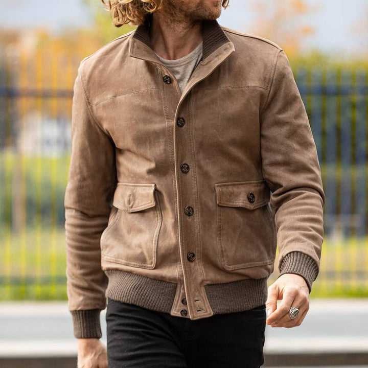 Herren elegante Wildlederjacke mit modernen Details Echoarchiv