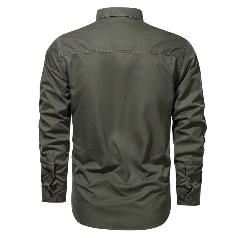 Herren nan robustes langärmliges Outdoorhemd aus Baumwoll-Twill mit aufgesetzten Klappentaschen und verdeckter Knopfleiste Echo Archiv