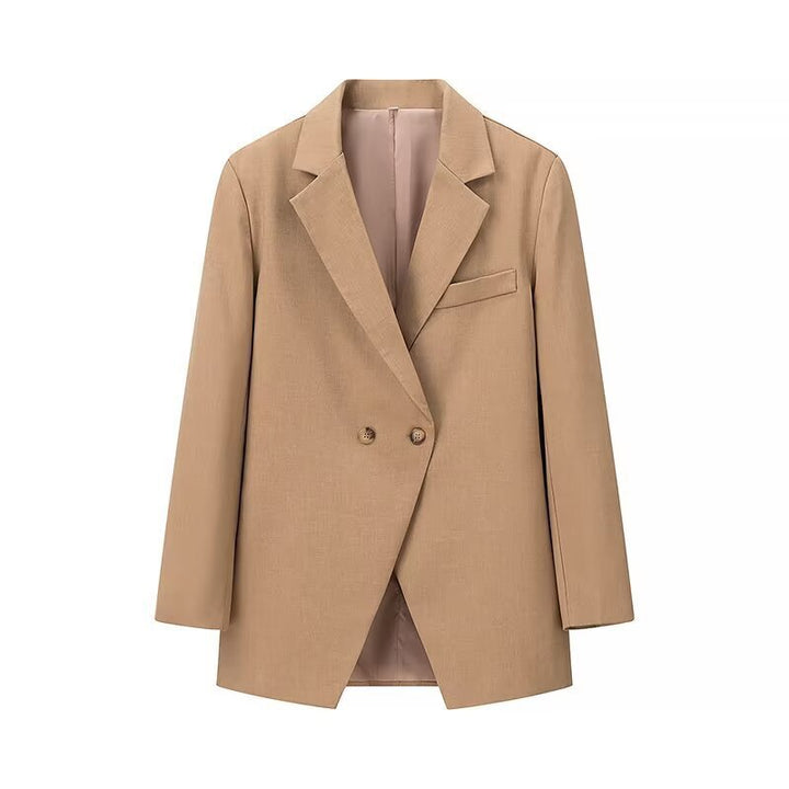 Damen längerer Zweireiher-Blazer mit Reverskragen, Brustleiste und leicht taillierter Silhouette – Valéne