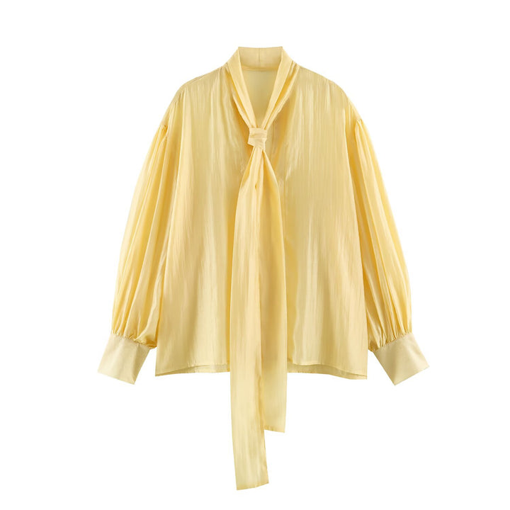 Damen Schluppenbluse mit weitem Oversize-Schnitt, Ballonärmeln und Bindeschal Echo Archiv