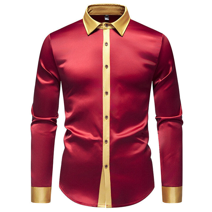 Herren Elegantes Langarmhemd mit Satin-Details Echoarchiv